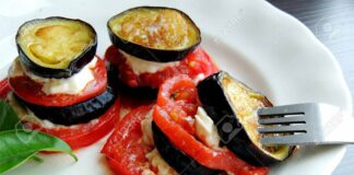 Tian d’aubergines, tomates et mozzarella