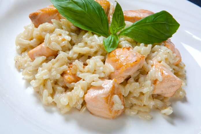 Risotto saumon et oignons