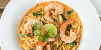 Spaghettis à la sauce aux crevettes crémeuse au Thermomix