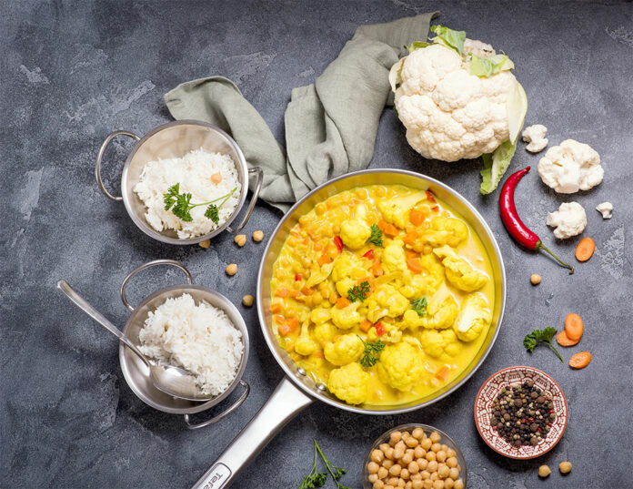 chou-fleur et pois chiches au curry